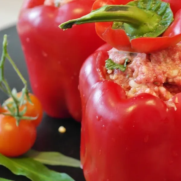 Buffalo Ranch Chicken Stuffed Peppers